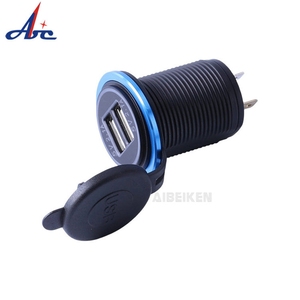 Đèn LED chống nước Vòng 3.1A Ổ cắm cổng kép <span class=keywords><strong>USB</strong></span> Sạc xe hơi cho ô tô Xe máy Xe buýt Thuyền biển Xe tải Xe đạp - Product Image 4