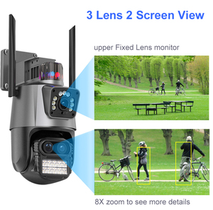 9MP 4K Outdoor CCTV <strong>Security</strong> <strong>Camera</strong> 3 Three Lens Dual Screen ICSee Wireless WiFi PTZ 8X Zoom HD Surveillance IP Network <strong>Camera</strong> - Product Image 5