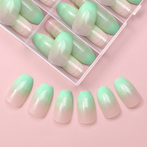 <strong>120</strong> Boxed Soft Gel Press on Nail Factory Wholesale Price Summer Avocado Green Gradient Trapezoid False Nail <strong>Tips</strong> - Product Image 5