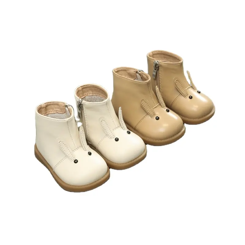 Chaussures princesse pour filles Bottes courtes pour bébé à semelle souple et chaude d'hiver avec dessin animé pour enfants Lovely Rabbit Velvet