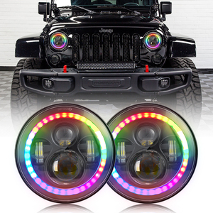 Music Function Rgb Halo Ring 7'' Headlight Angel Eyes Rgb Blu-Tooths With Timing Mode for Jeep <strong>Led</strong> Head Light for Jeep Wrangler - Product Image 1