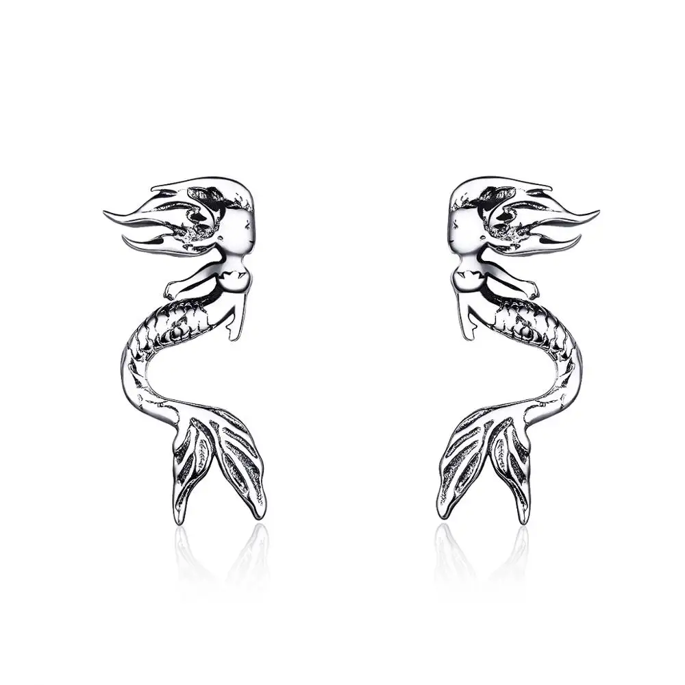 SCE588 Personalizzato Vintage A Forma di Sirena 925 Silver Sea Animale Della Vite Prigioniera Personalizzato Orecchini Per Le ragazze