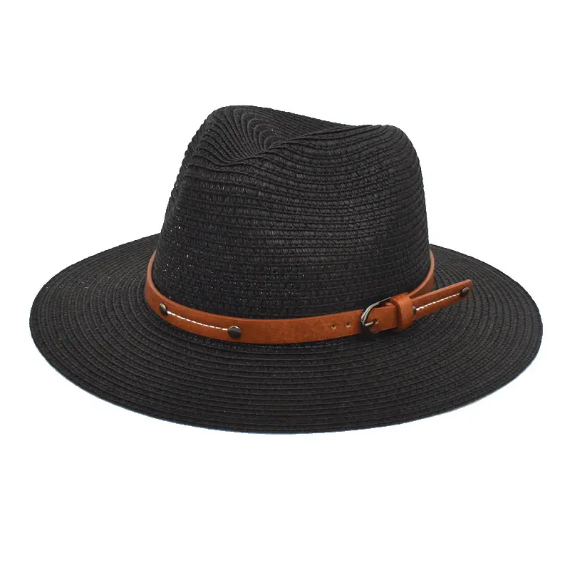 Venda quente Barato Moda Personalizado Impresso Logotipo Panamá Fedora Chapéus De Palha Para Homens Mulheres Verão Papel Grama Praia Jazz Chapéus