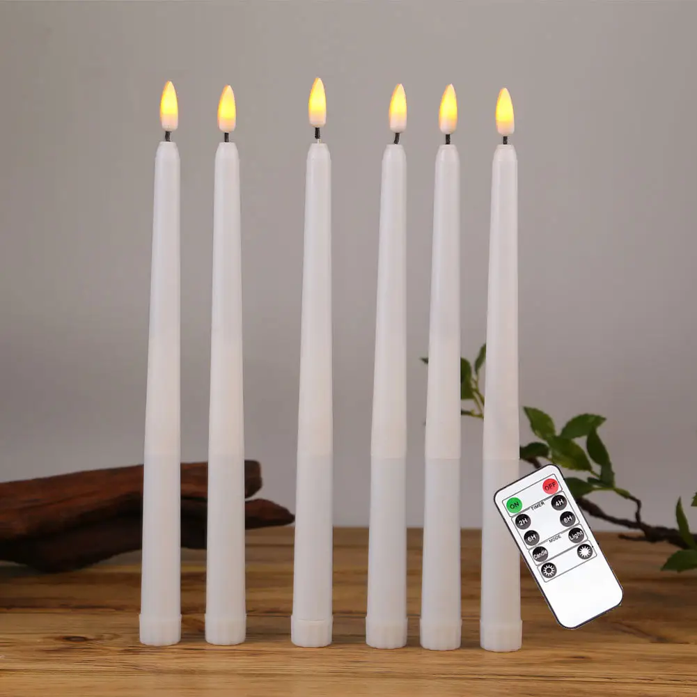 Vela de cera de imitación para Decoración de cumpleaños, luces LED sin llama, color marfil, 11 pulgadas, venta al por mayor