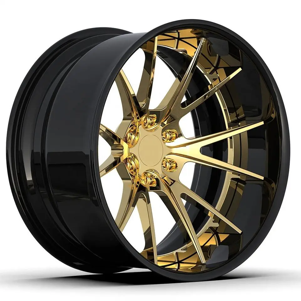 Hochglanz Schwarz und Gold Custom Deep Dish Felgen 5 Sterne Speiche 19 geschmiedete Leichtmetall felgen Aluminium felge für Autos