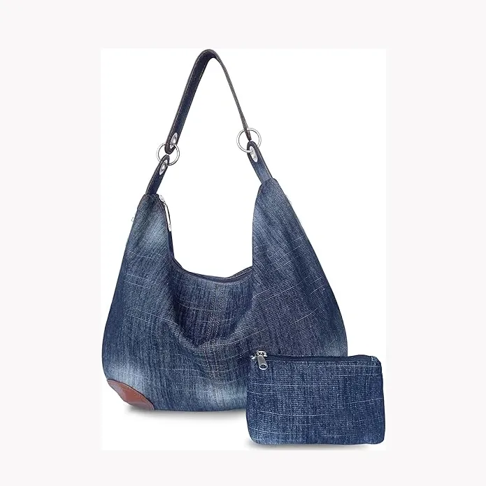 Bolsos de mezclilla para hombres y mujeres, bolso de mezclilla con múltiples bolsillos, bolsillos azules de mezclilla, bolsos cruzados Hobos