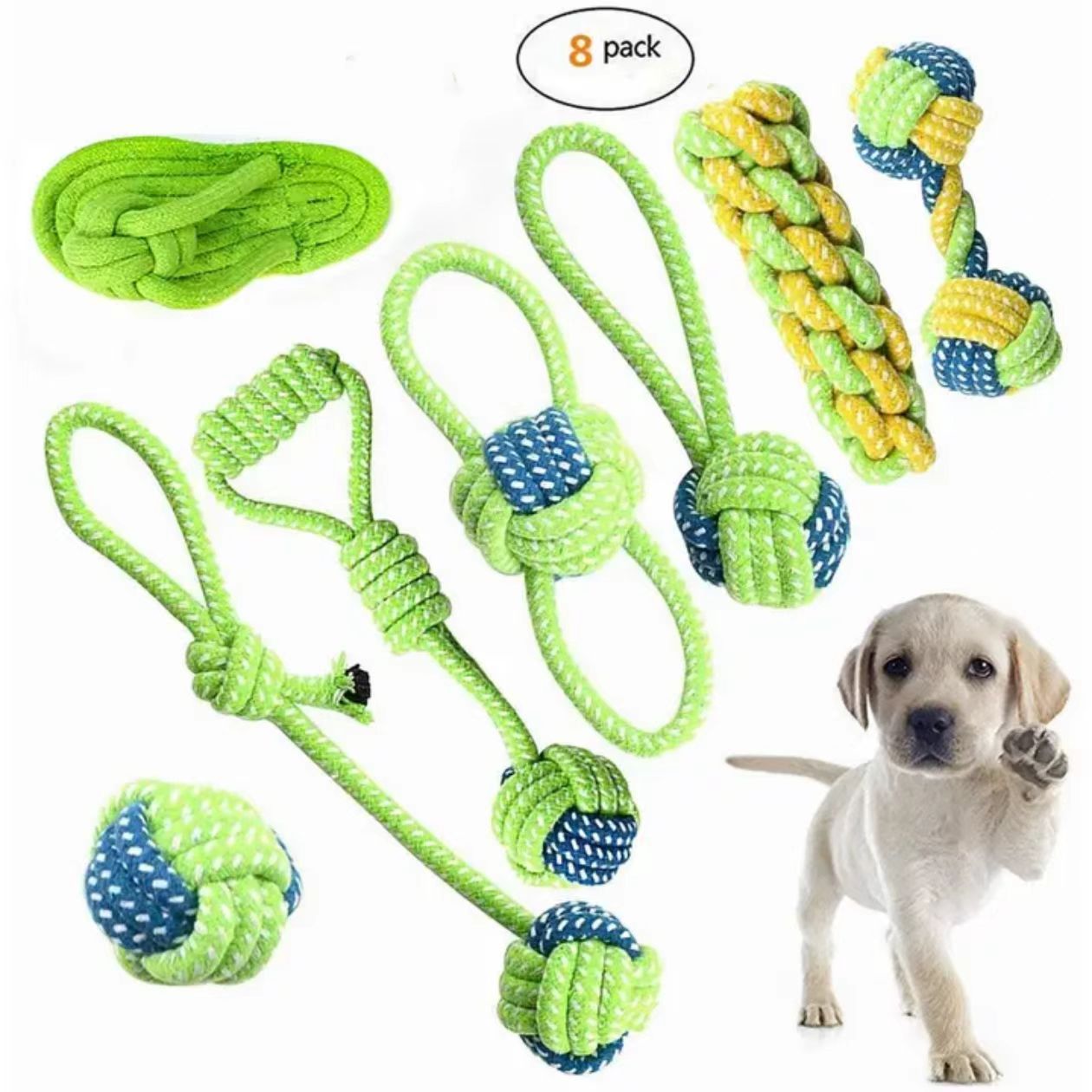 Set de ocho piezas de fruta verde, 490g aproximadamente