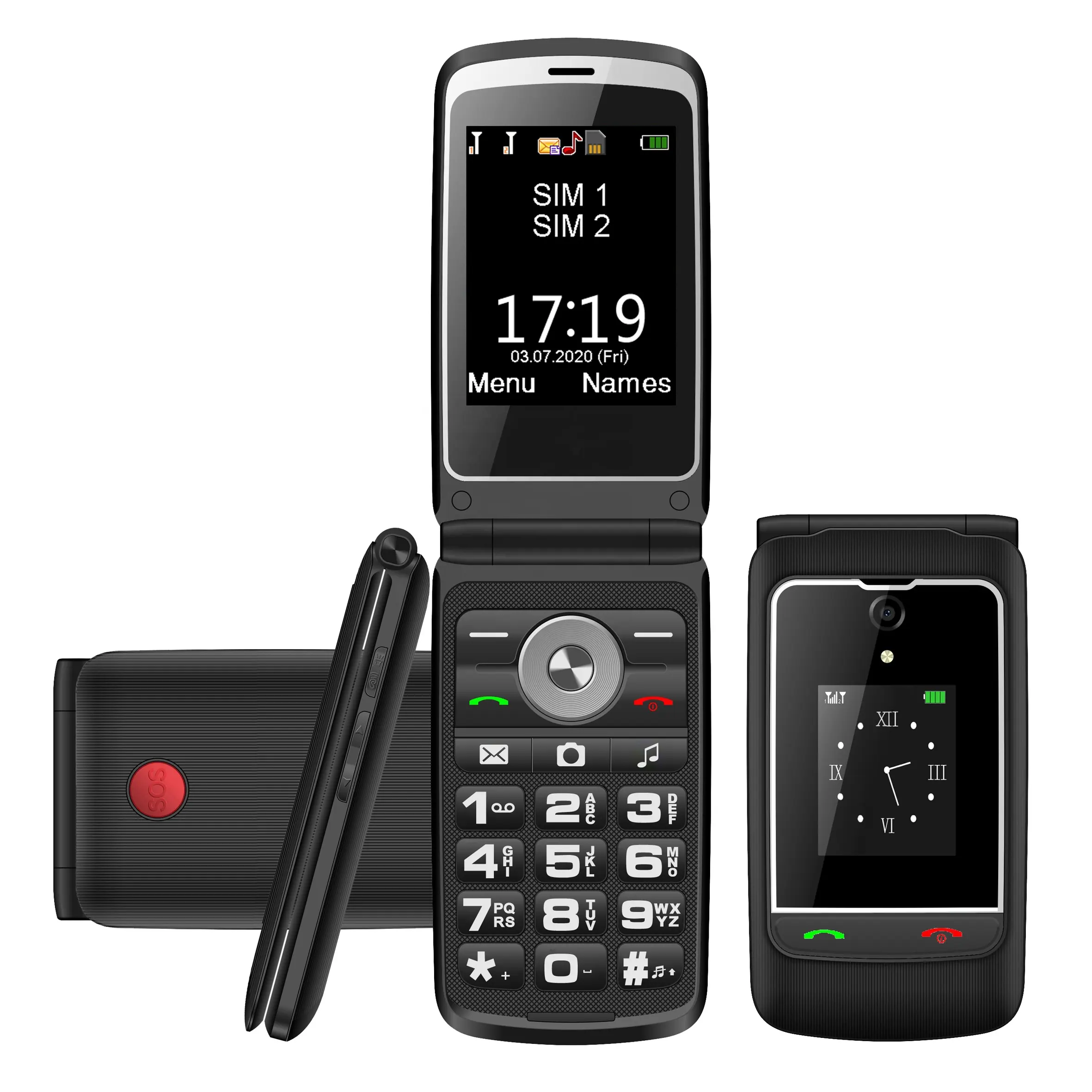 Classique 2.8 pouces écran tactile 4G Android senior Flip téléphone portable double écran WIFI SOS GPS clavier téléphone mobile intelligent LTE