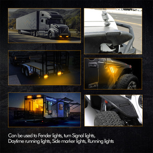 12-24 <strong>Volt</strong> Universal Fitment <strong>6</strong> <strong>Led</strong> Amber Color <strong>Led</strong> Fender Side Marker Turn Signal Lights - Product Image 2