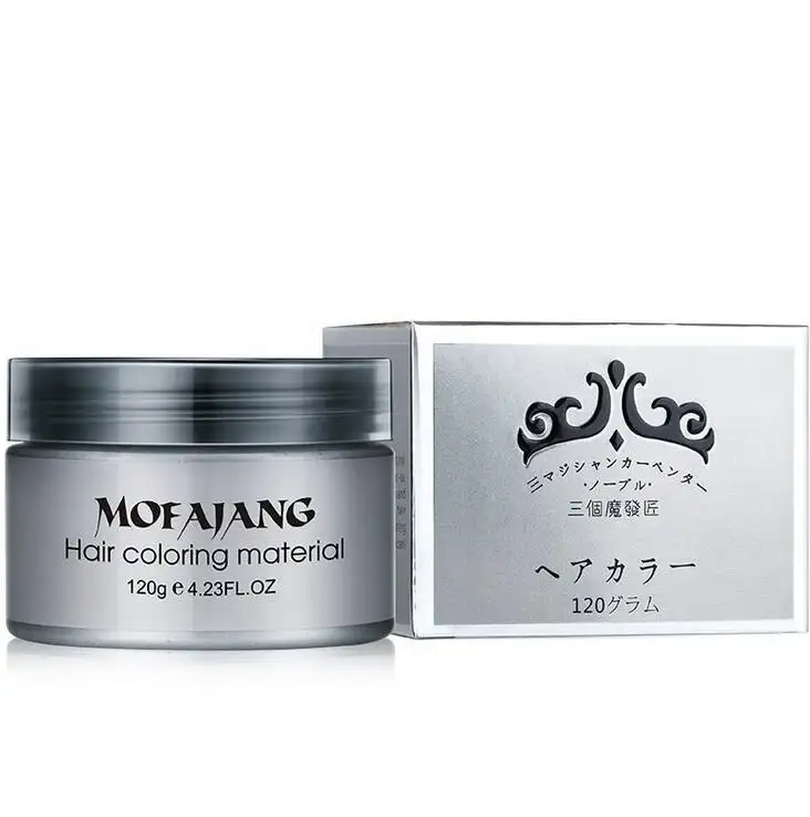 Mofajang-tinte de cera desechable para el cabello, pasta de modelado de una sola vez, plateado, verde, para el cabello, crema de barro