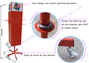 Multifunktion 360 ° gedrehter bodens teh ender Peg board Hooks Displayst änder mit Rädern - Product Image 3