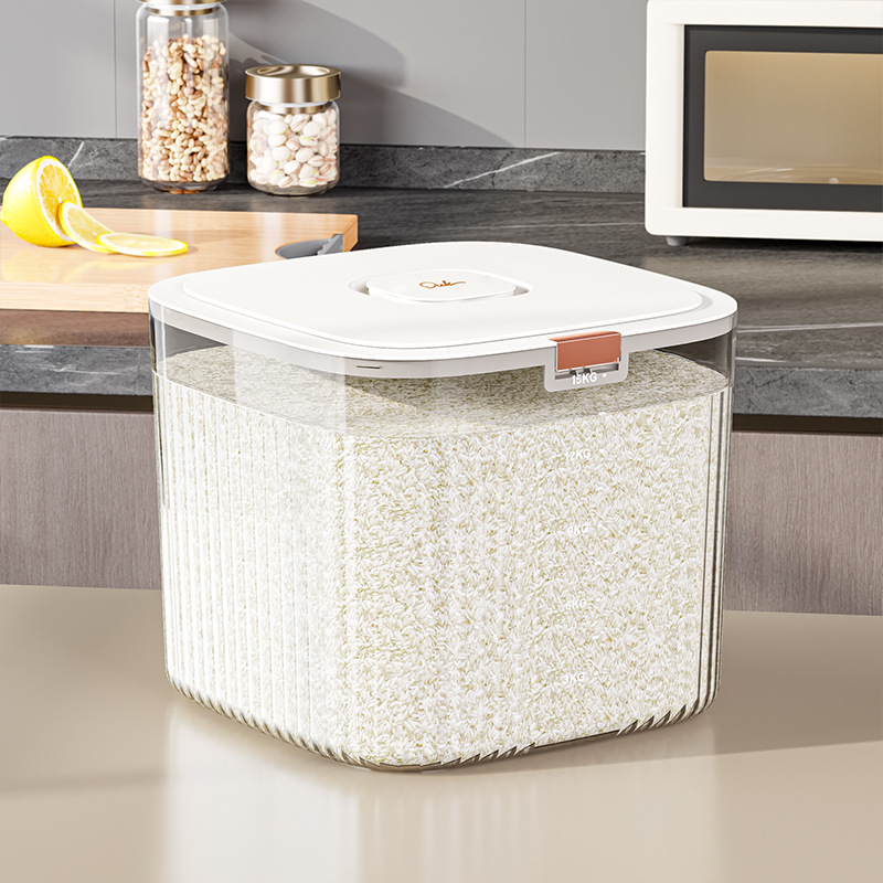 30-jin sealed rice bucket, translucent white