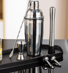 カクテルシェーカーセット750ml,新デザイン工場アウトレットバーテンダーツール,スタイリッシュな木製スタンド12セット - Product Image 3