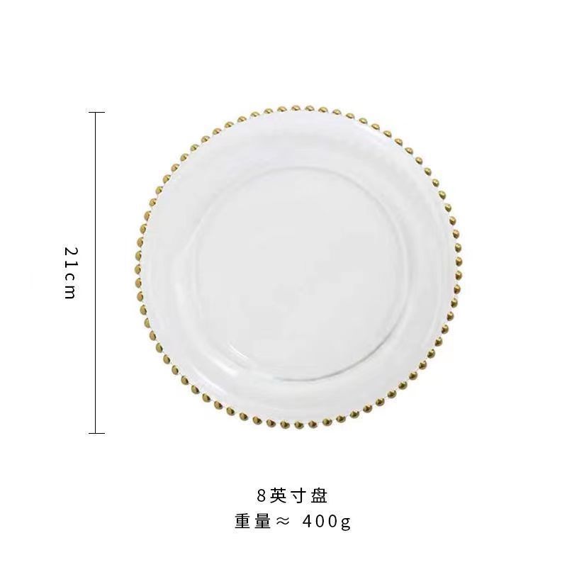 Assiette à perles dorées 21cm