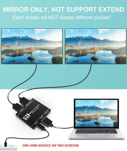 4K @ 60Hz Audio HDMI Splitter 1 en 2 salidas, enlaces de audio Divisor HDMI de aluminio para monitores duales con la misma imagen - Product Image 4