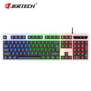 Teclados personalizados marca JERTECH K348, teclado árabe portátil de tamaño completo retroiluminado OEM, teclado LED arcoíris con cable para Juegos de oficina - Product Image 4