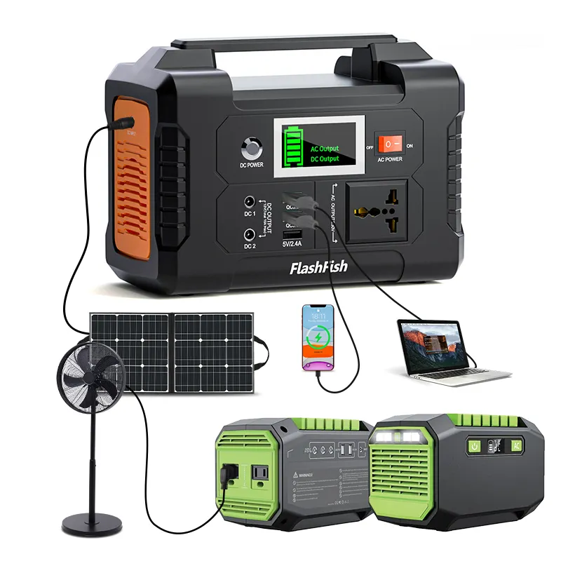 Generador Solar de batería de litio para uso doméstico, estación de energía recargable portátil para acampada de carga al aire libre, 200W
