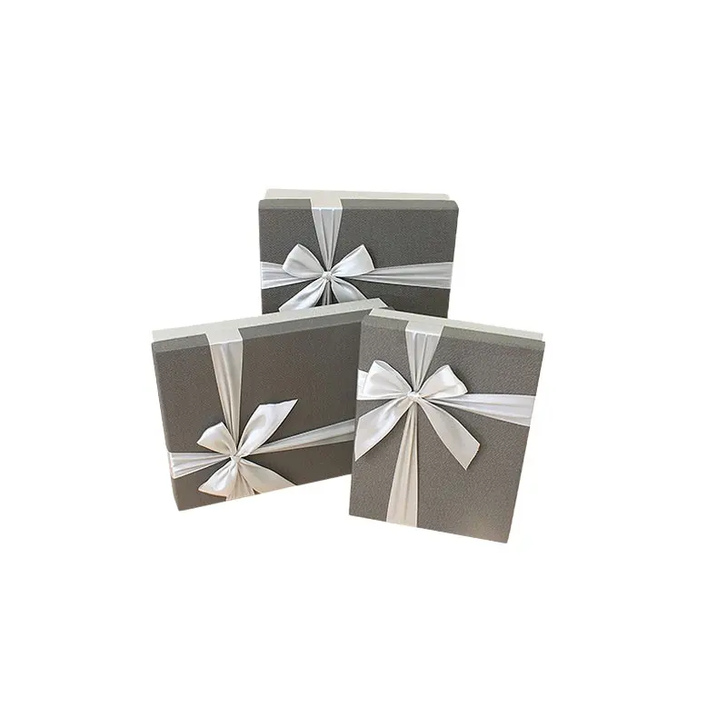 Logo personalizzato di lusso regalo di cartone di grandi dimensioni confezione regalo di nozze scatola di carta coperchio regalo e scatola di carta di Base con fiocco di nastro