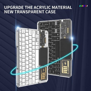 Nuevo teclado inalámbrico transparente de cristal para iPad, tableta, dispositivos Android, 2,4G + BT, modelo Dual, teclado de oficina silencioso - Product Image 4