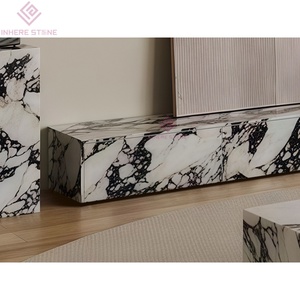 Cao cấp calacatta Viola đá cẩm thạch <span class=keywords><strong>TV</strong></span> giao diện điều khiển treo tường nổi giải trí đơn vị với ngăn kéo <span class=keywords><strong>TV</strong></span> khán đài - Product Image 4