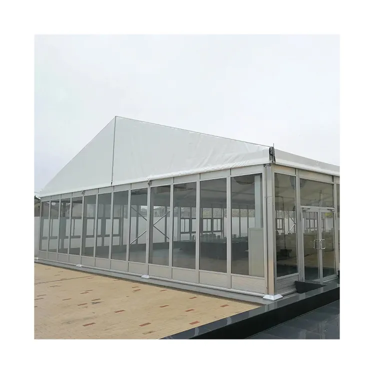 خيمة عرض شفافة كبيرة خارجية بتخفيض كبير لعام 2024 خيمة حائط من الزجاج والألومنيوم للمناسبات