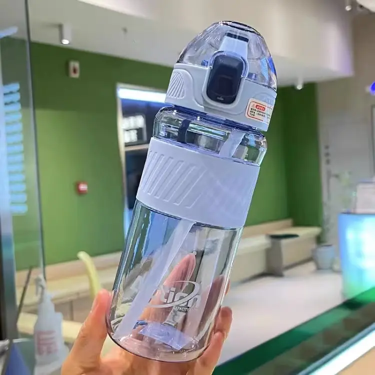 Draagbare Sport Geschaalde Fles Water Cup Plastic Waterfles Met Schaal Grote Capaciy Stro Voor Drinken