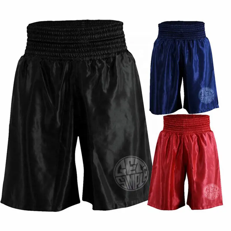 Logotipo personalizado, vermelho, azul, preto, branco, kick boxing troncos shorts