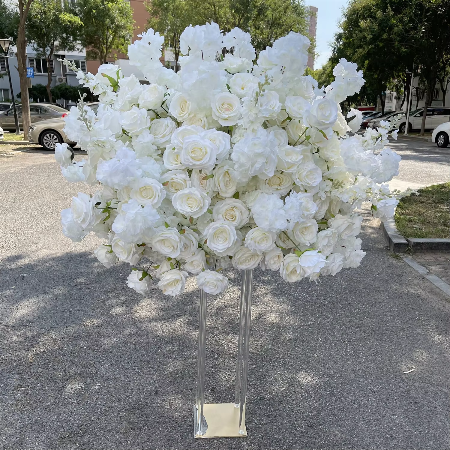 Bola de flor blanca de 85cm de diámetro 03
