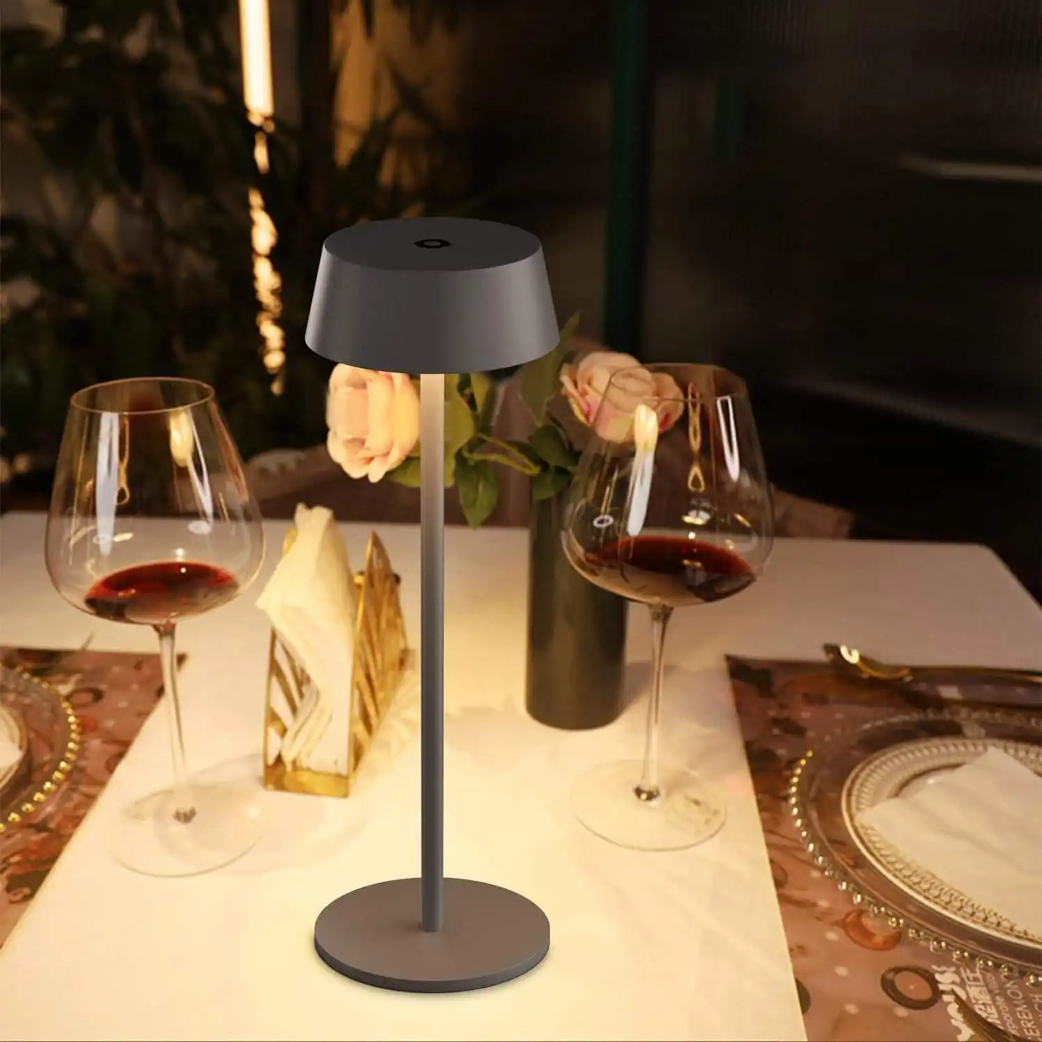 Restaurante aluminio recargable inalámbrico lámpara de mesa de lujo táctil regulable lámpara de mesa bar hotel luz decorativa
