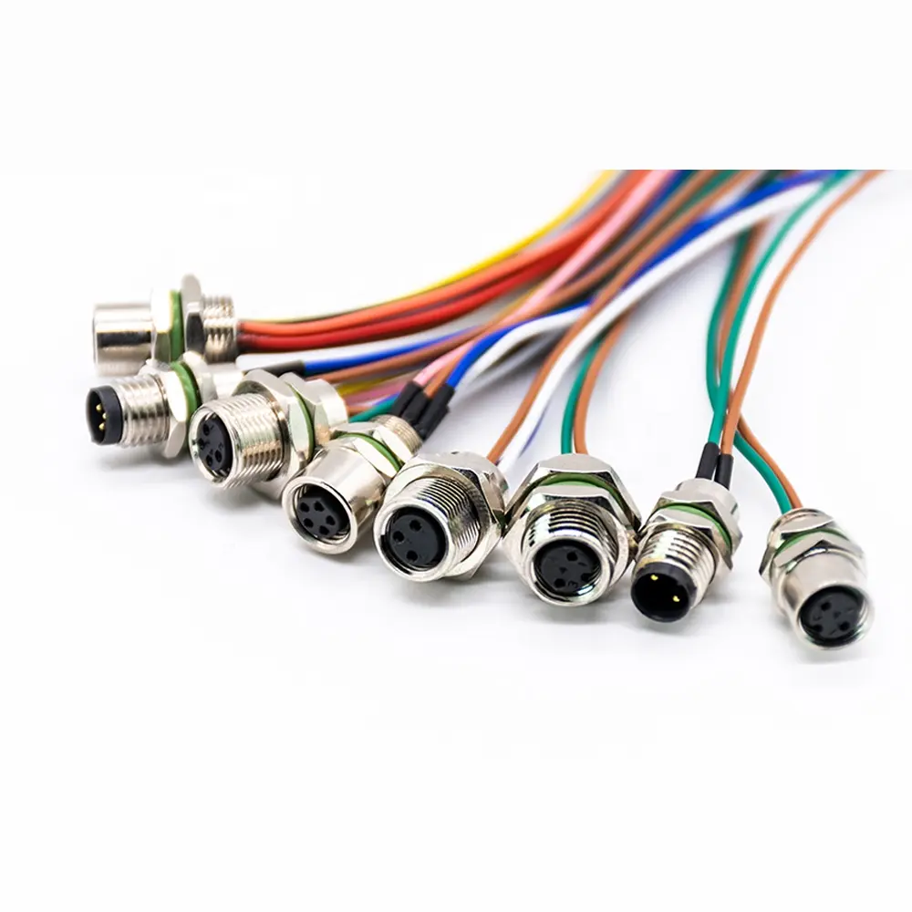 M12-Anschluss 4-polig 8P für D-Codierung Farbcode-Serie Gerade Winkel buchse Vordere Leiterplatte halterung D-Code-Schalttafel einbau kabel