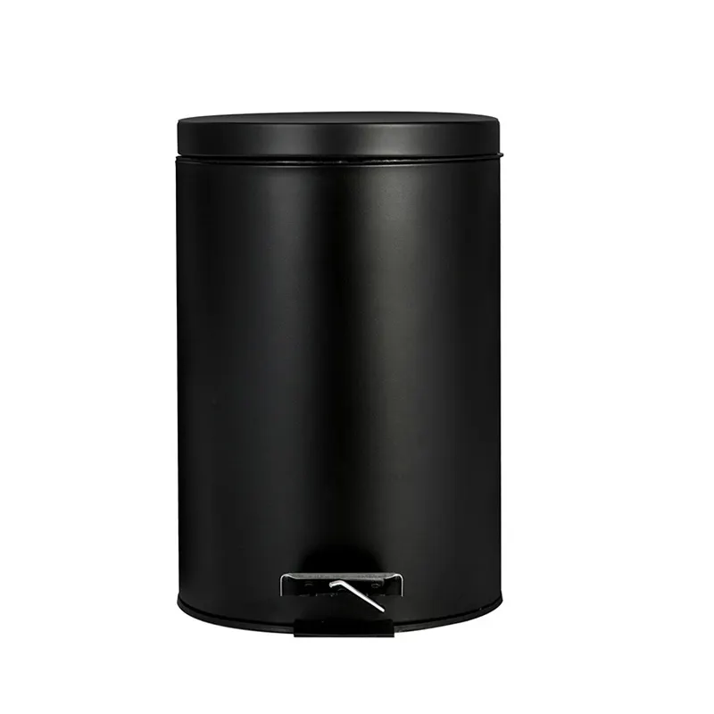 Cubo de basura de acero inoxidable negro redondo de 3 litros con pedal cubo de basura de acero inoxidable para interiores cubo de basura de cocina