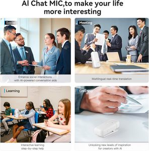2024 NEW Portable ODM OEM Smart AI English Wireless Microphone Meeting Minutes Fast Translator Device Microphone With Chatgpt