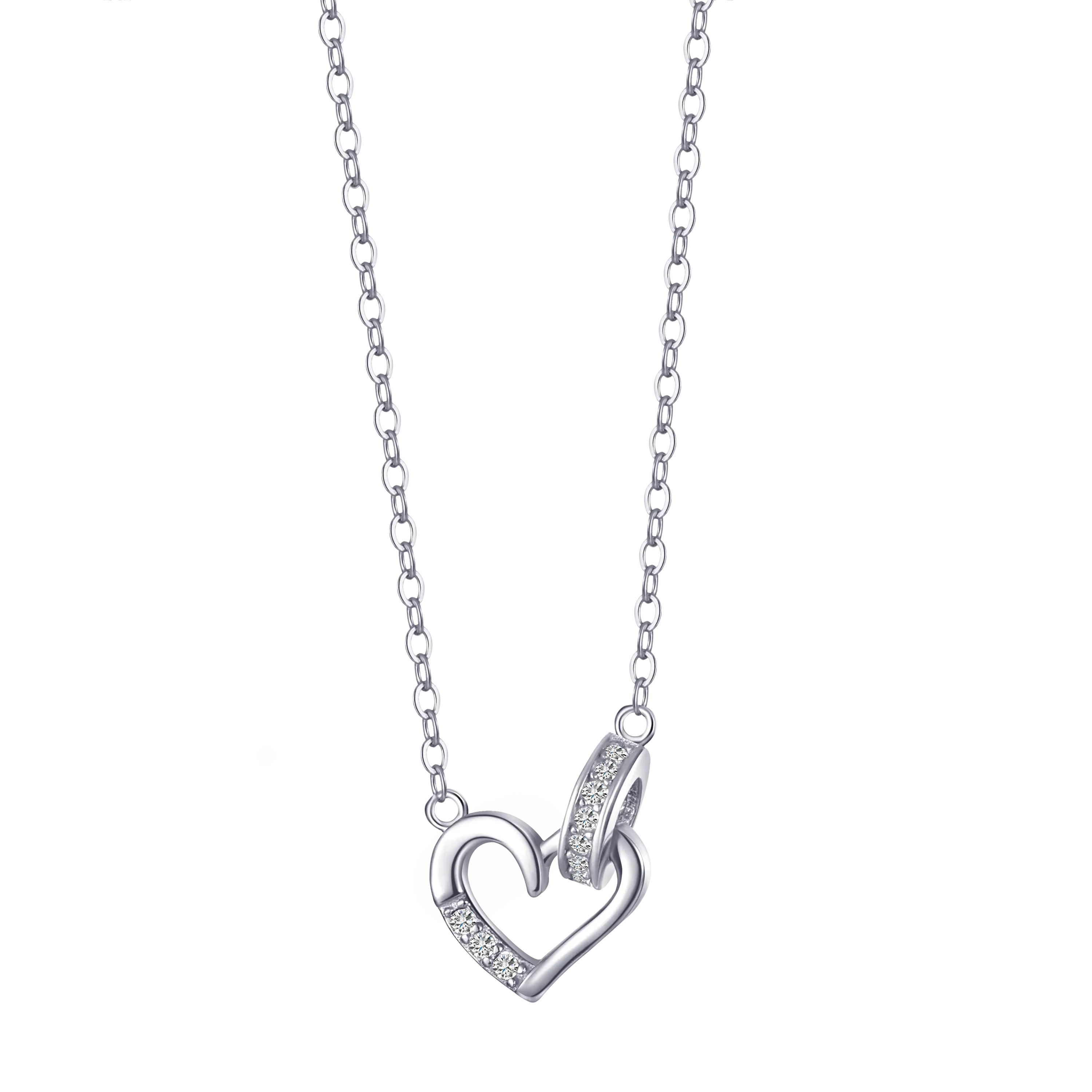 موضة تصميم الماس هدية المرأة كريستال المجوهرات المخصصة حجر الراين قلادة الفضة الإسترليني قلادة على شكل قلب