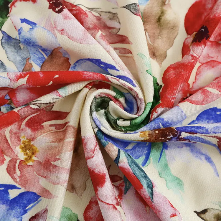 Cetak bunga disesuaikan 100% katun Twill tenun katun Poplin kain cetak Digital untuk gaun