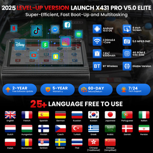 Versión 2025 Launch X431 Pro V5.0 Sistema completo bidireccional OBD2 Escáner OBDII Herramienta de diagnóstico de coche con 36 reajustes 2 años gratis