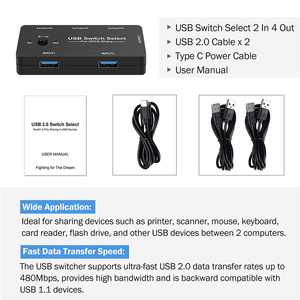 通用串行总线KVM开关通用串行总线2.0切换器视窗KVM开关10电脑键盘鼠标打印机2 pcs共享4台设备通用串行总线开关 - Product Image 6