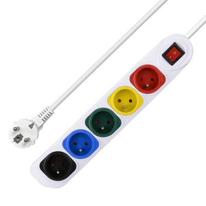 Colored <strong>Extension</strong> <strong>Socket</strong> With <strong>Multiple</strong> Switched Plugs 5 Gang French Power Strip Copper Material Electric <strong>Socket</strong> - Product Image 1
