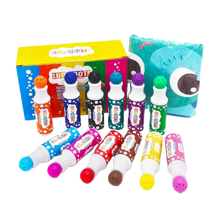 Dụng Cụ Học Tập Cho Trẻ Em Bán Chạy Nhất Super Dots 12 Màu Nghệ Thuật Chữ Bingo Markers Có Thể Giặt Được Dot Paint Pen Activity Books