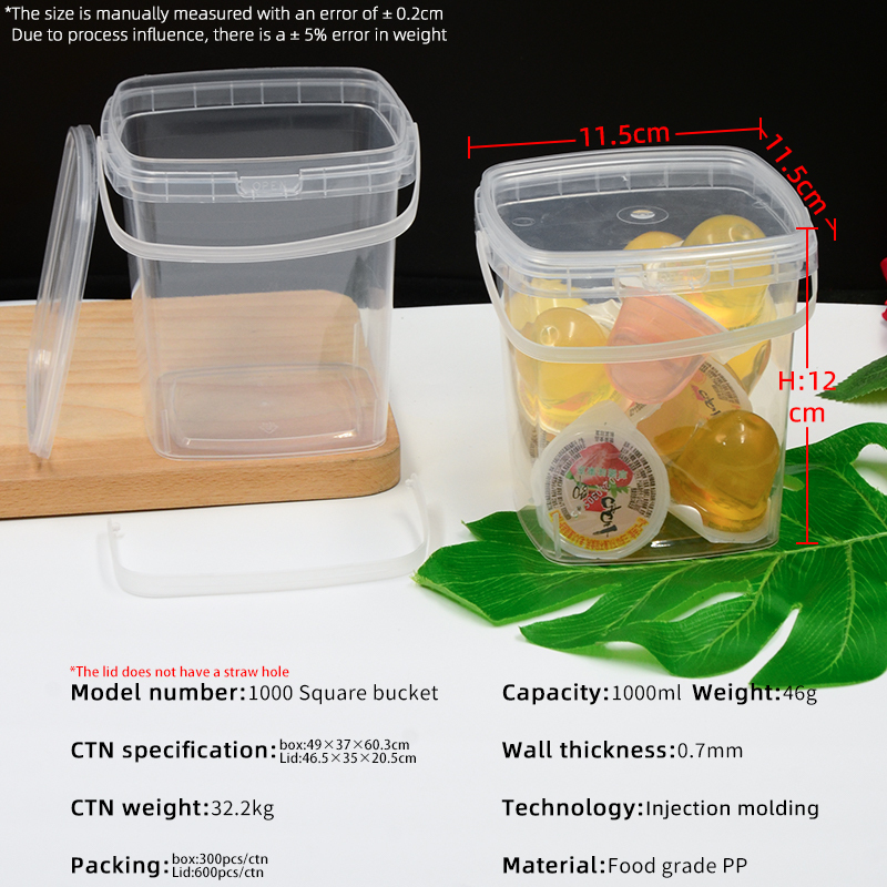 1000ml bucket with double hole lid