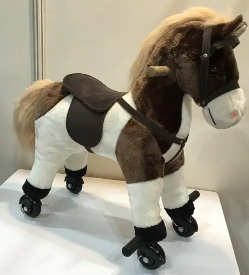El más nuevo Giddy Up Horse Bastón marrón oscuro caballo mecánico caballo caminando animal paseo para Centro Comercial