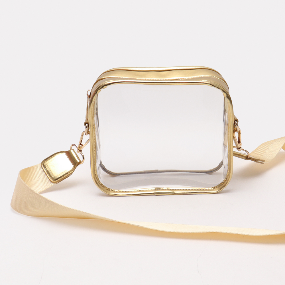 gold pvc transparent crossbody bag