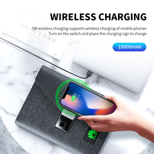 LED Light logo <strong>Notebook</strong> Custom <strong>Printing</strong> A5 Leather Smart Fingerprint Lock Jotter Diary <strong>With</strong> Power Bank Wireless Charger - Product Image 5