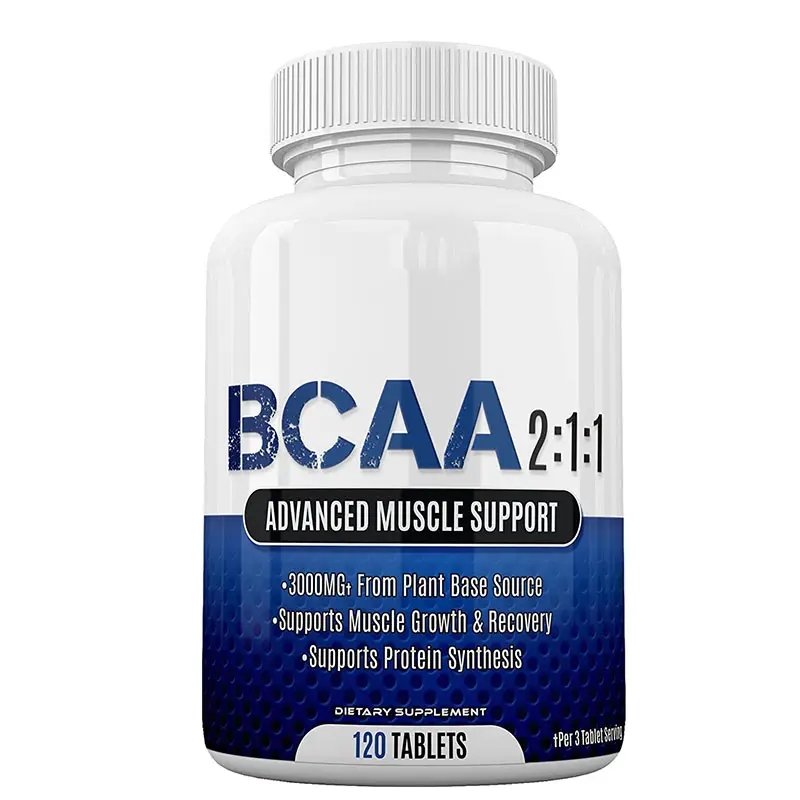 Cápsulas de pó para musculação, suplementos de recuperação muscular de bcaa amino em pó, pílulas de ramos de 500mg ácidos 2:1:1 bcaa, tablets