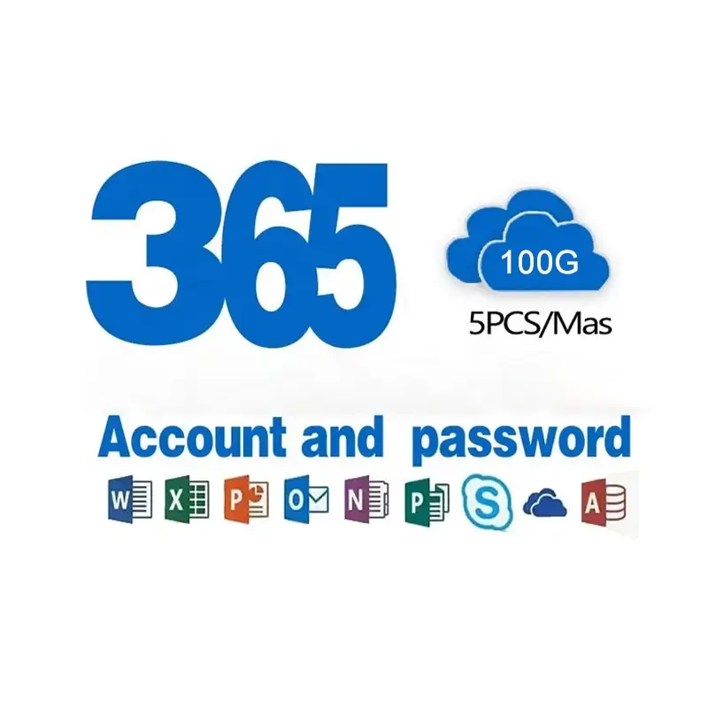 Ms365 Pro Plus 5 PC 계정 + 암호 정품 소매 라이센스 코드 평생 100% 온라인 활성화 지원 100G 클라우드
