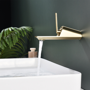 Trung Quốc Nhà sản xuất Brushed vàng brass nước vòi xử lý đơn Wall Mount Basin tắm vòi nước bồn rửa - Product Image 5