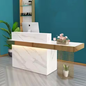 Daha tasarım küçük boya mermer Metal altın kaplama güzellik salonu Bar ön sayaç ofis resepsiyon masası - Product Image 6