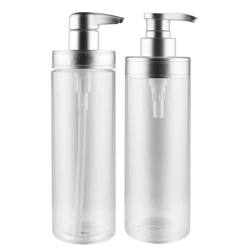 guangzhou plastic bottle empty unique 500ml 100ml body wash bottle series with aluminium pump