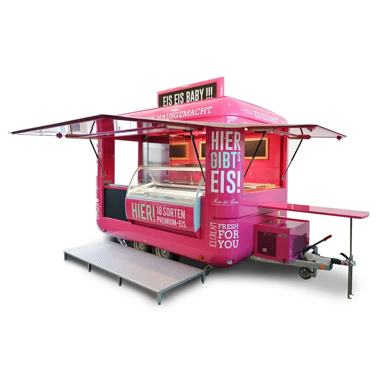 Mobile Pizza Popcorn rose Food Truck Ice Cream exposition remorque juice cart carro de comida rapida bar entièrement équipé sur roues