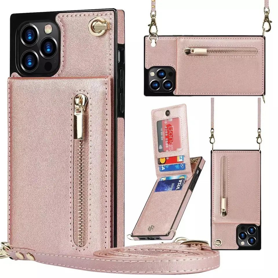 Custodia per telefono di tendenza portafoglio in pelle PU Premium borse per cellulare con tasche per carte di credito ID per accessori per cellulari iPhone