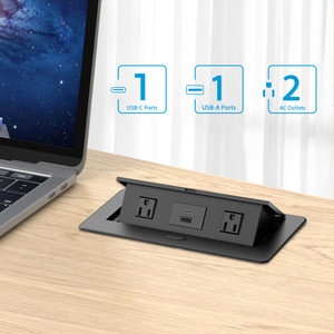 Toma de corriente de panel emergente de escritorio con carga USB de 20W con 2 salidas de CA Caja de conexión multimedia - Product Image 2